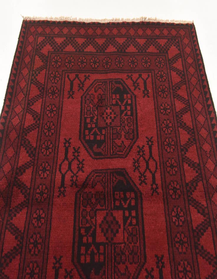 Detail image of  3' 4 x 4' 10  Hand Knotted Afghan Akhche Wool Rug