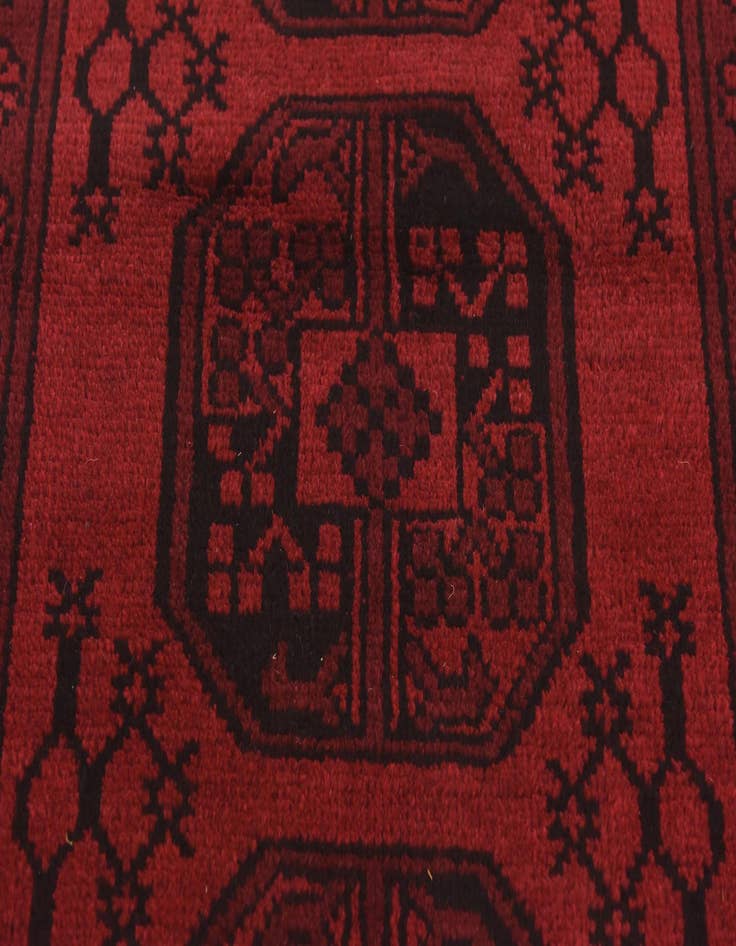 Detail image of  3' 4 x 4' 10  Hand Knotted Afghan Akhche Wool Rug
