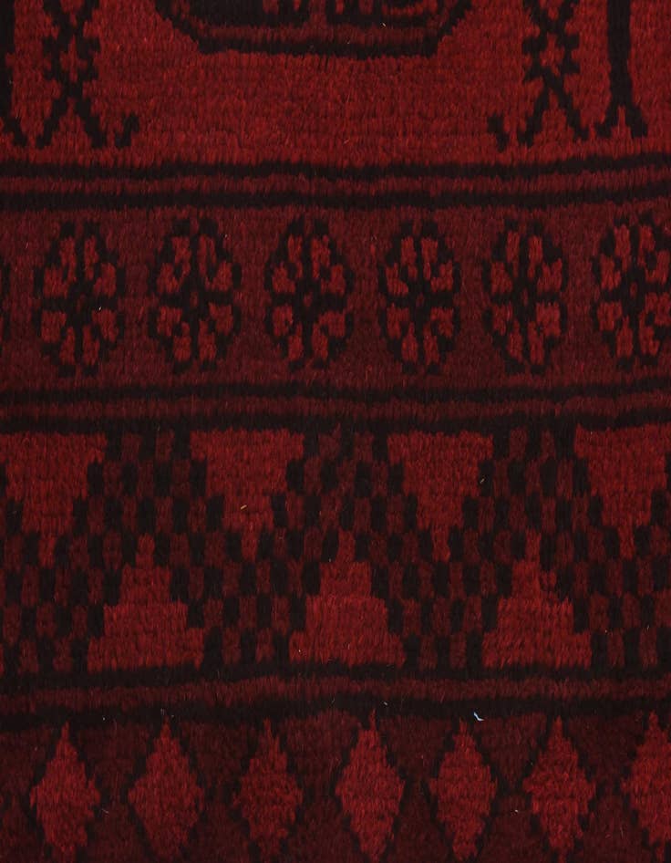 Detail image of  3' 4 x 4' 10  Hand Knotted Afghan Akhche Wool Rug