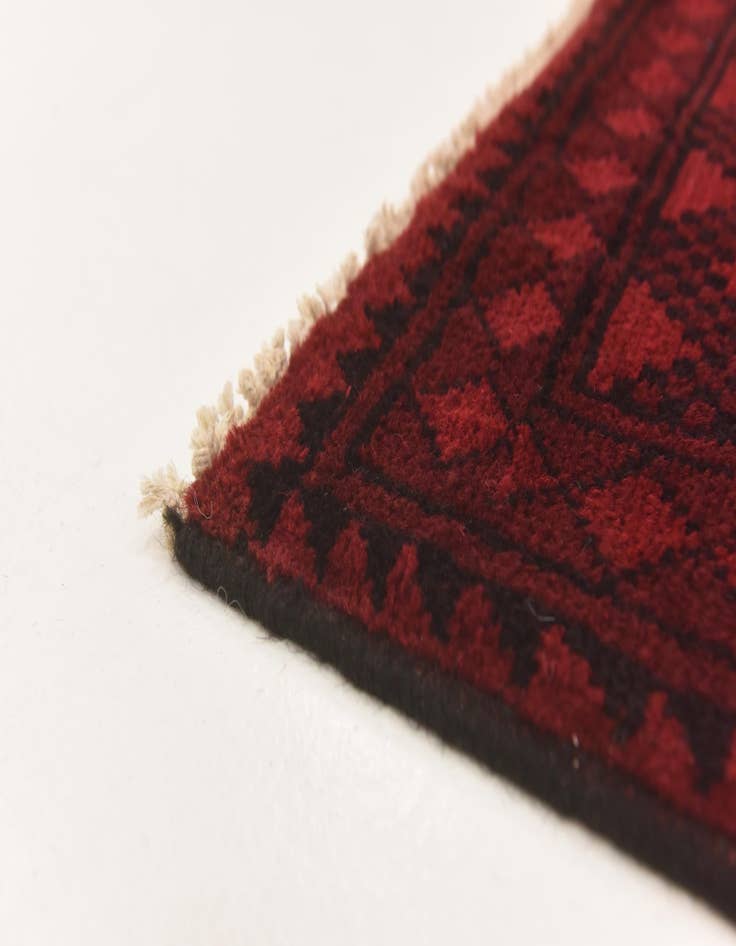 Detail image of  3' 4 x 4' 10  Hand Knotted Afghan Akhche Wool Rug