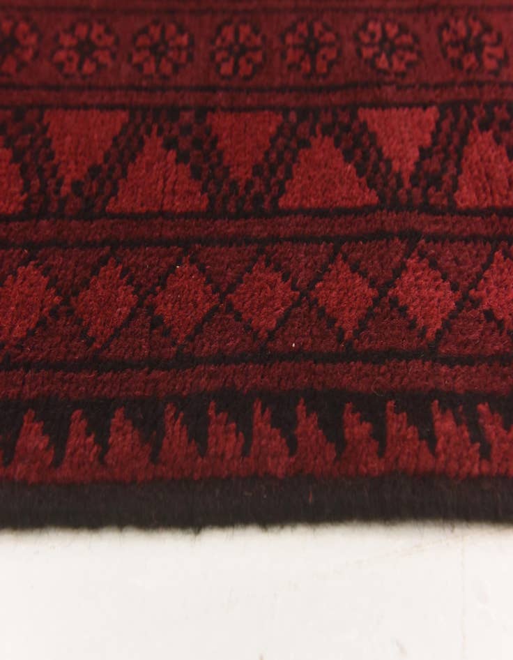 Detail image of  3' 4 x 4' 10  Hand Knotted Afghan Akhche Wool Rug