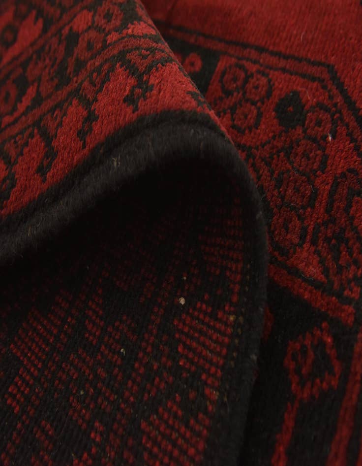 Detail image of  3' 5 x 4' 9  Hand Knotted Afghan Akhche Wool Rug