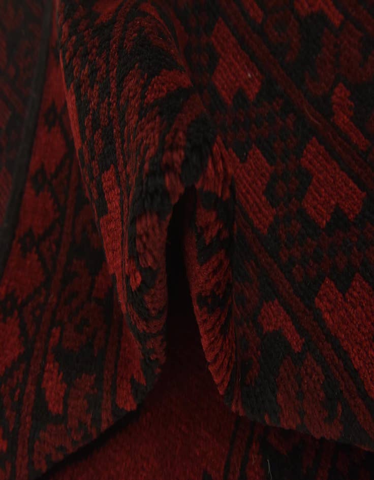 Detail image of  3' 5 x 4' 9  Hand Knotted Afghan Akhche Wool Rug