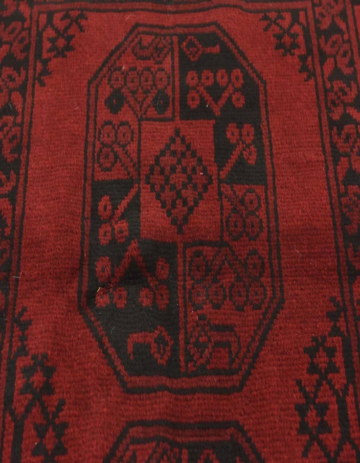 Detail image of  3' 5 x 4' 9  Hand Knotted Afghan Akhche Wool Rug