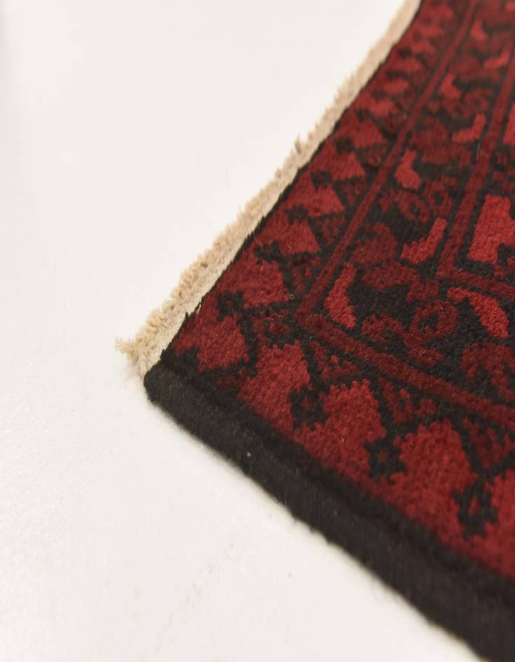 Detail image of  3' 5 x 4' 9  Hand Knotted Afghan Akhche Wool Rug