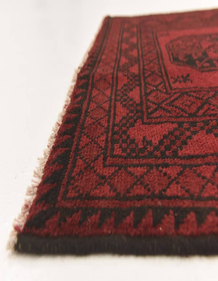Detail image of  3' 3 x 4' 9  Hand Knotted Afghan Akhche Wool Rug