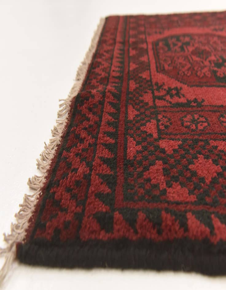 Detail image of  3' 3 x 4' 8  Hand Knotted Afghan Akhche Wool Rug