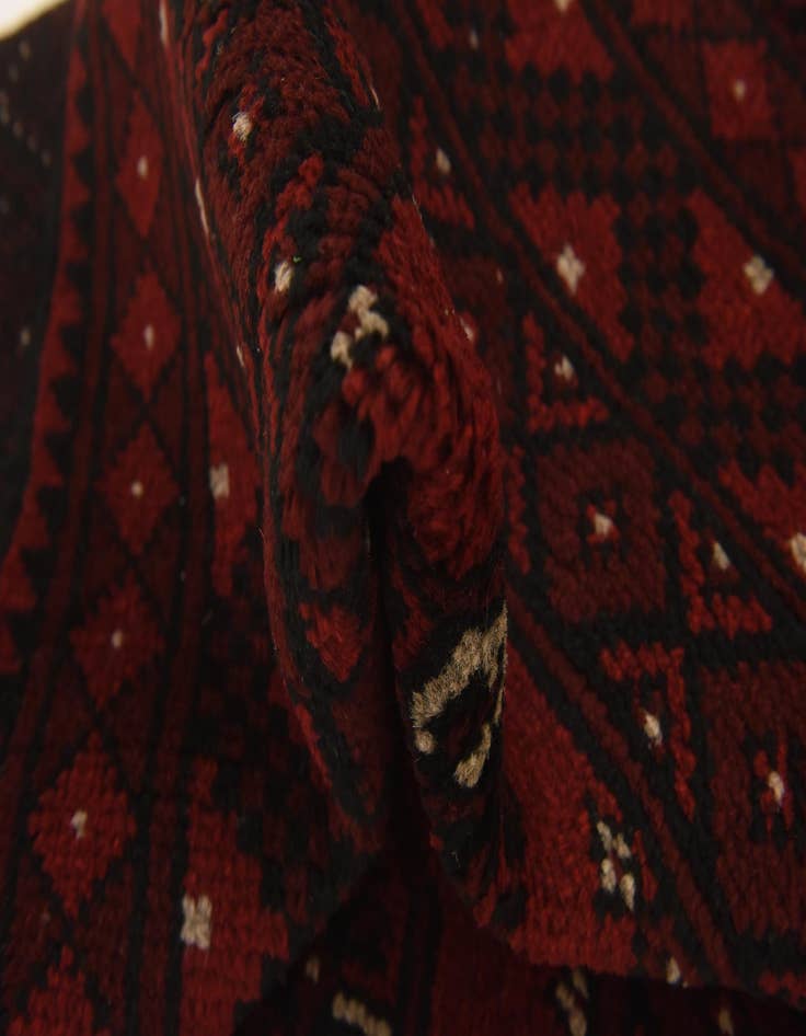 Detail image of  3' 2 x 4' 9  Hand Knotted Afghan Akhche Wool Rug