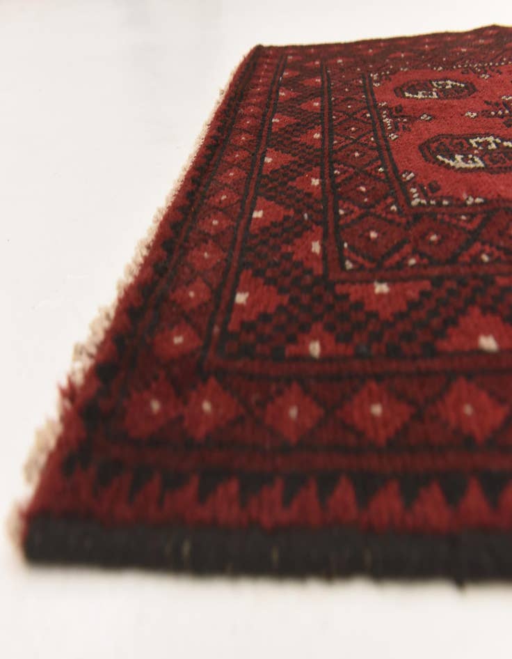 Detail image of  3' 2 x 4' 9  Hand Knotted Afghan Akhche Wool Rug