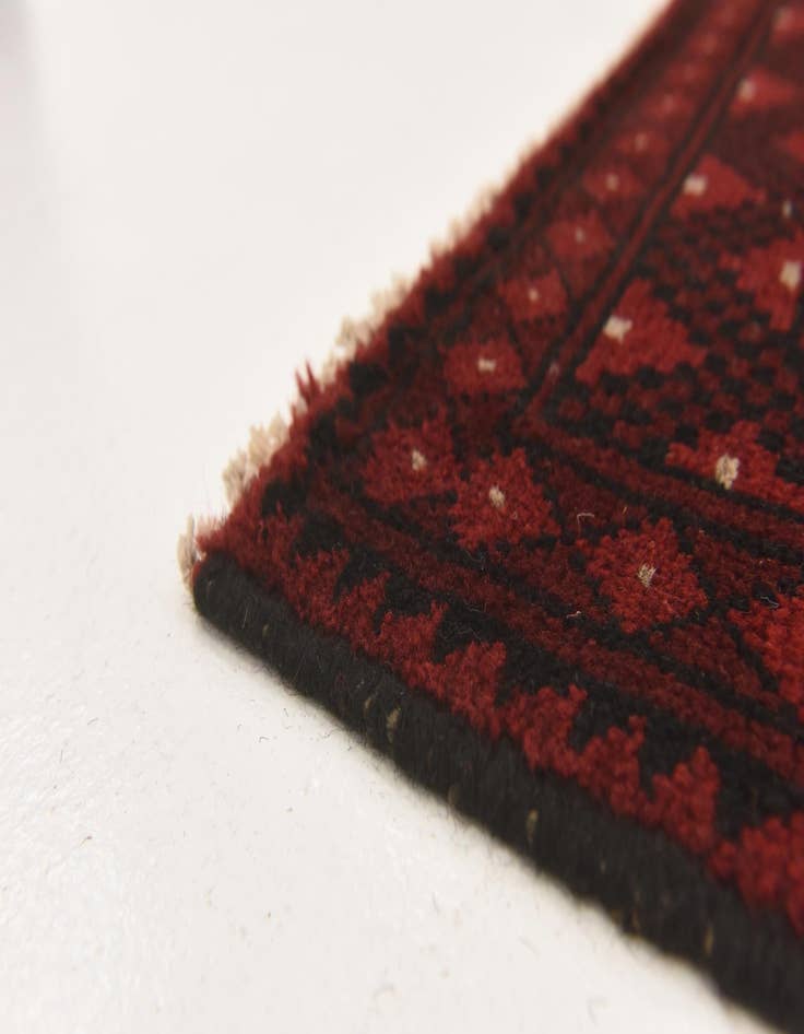 Detail image of  3' 2 x 4' 9  Hand Knotted Afghan Akhche Wool Rug