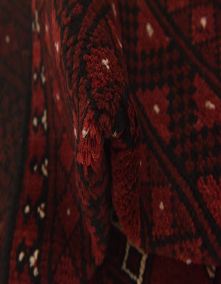 Detail image of  3' 3 x 4' 9  Hand Knotted Afghan Akhche Wool Rug