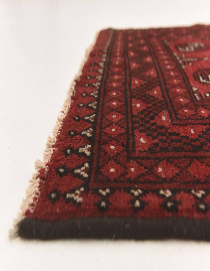 Detail image of  3' 3 x 4' 9  Hand Knotted Afghan Akhche Wool Rug