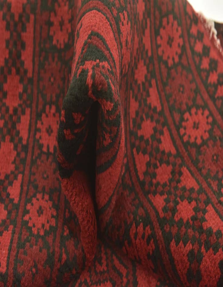 Detail image of  5' x 6' 5  Hand Knotted Afghan Akhche Wool Rug