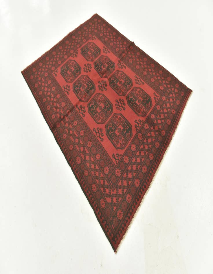 Detail image of  5' x 6' 5  Hand Knotted Afghan Akhche Wool Rug