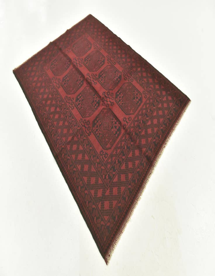 Detail image of  5' x 6' 5  Hand Knotted Afghan Akhche Wool Rug