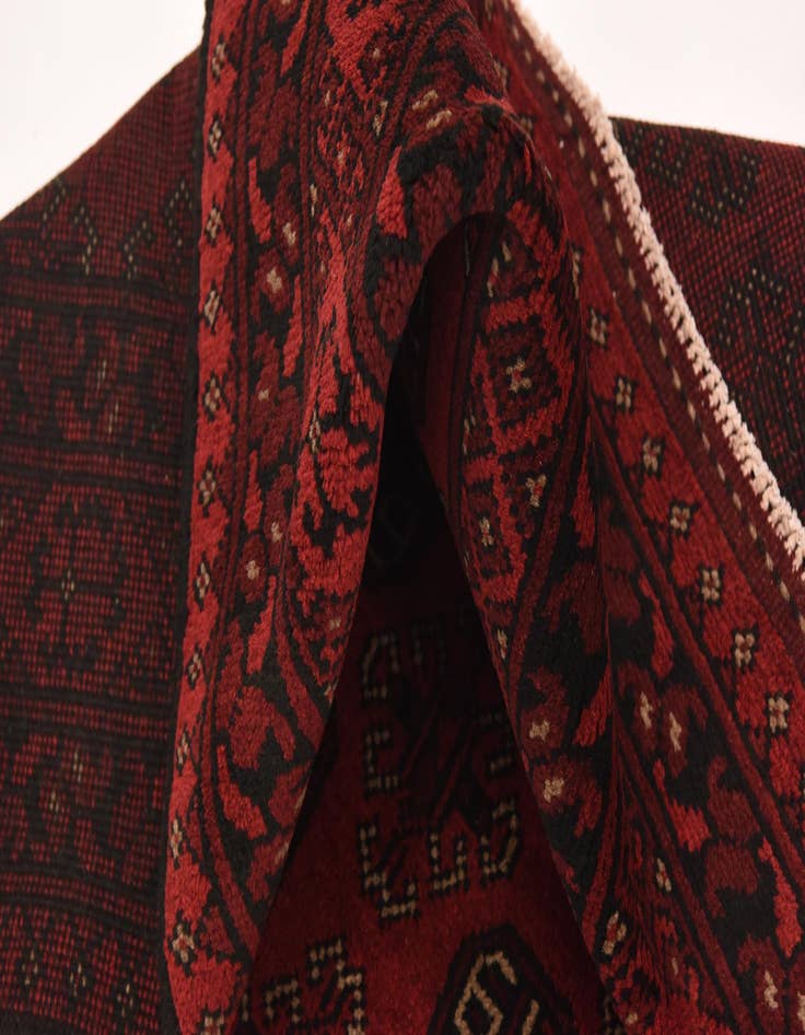 Detail image of 4' 10 x 6' 6 Hand Knotted Afghan Akhche Wool Rug