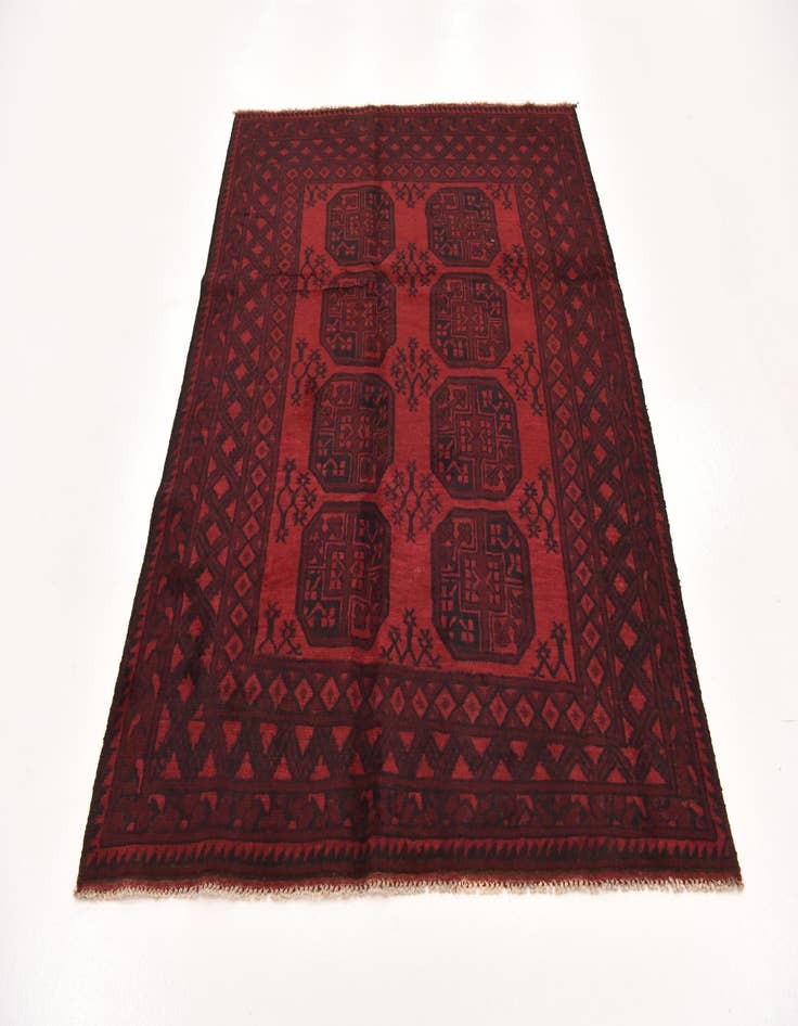 Detail image of  4' 11 x 6' 5  Hand Knotted Afghan Akhche Wool Rug