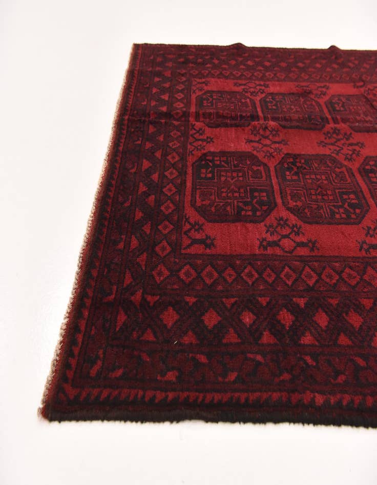 Detail image of  4' 11 x 6' 5  Hand Knotted Afghan Akhche Wool Rug