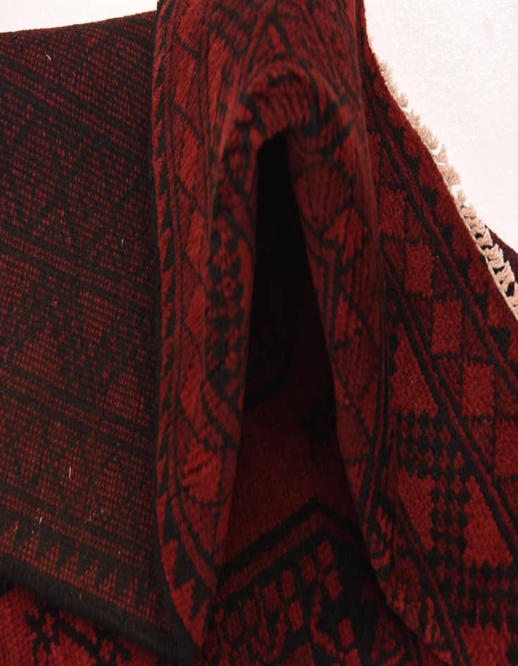 Detail image of  4' 11 x 6' 4  Hand Knotted Afghan Akhche Wool Rug