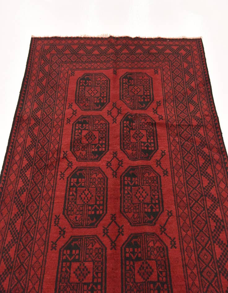 Detail image of  4' 11 x 6' 4  Hand Knotted Afghan Akhche Wool Rug