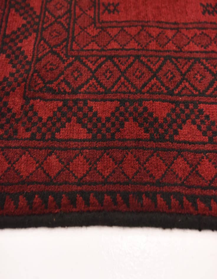 Detail image of  4' 11 x 6' 4  Hand Knotted Afghan Akhche Wool Rug