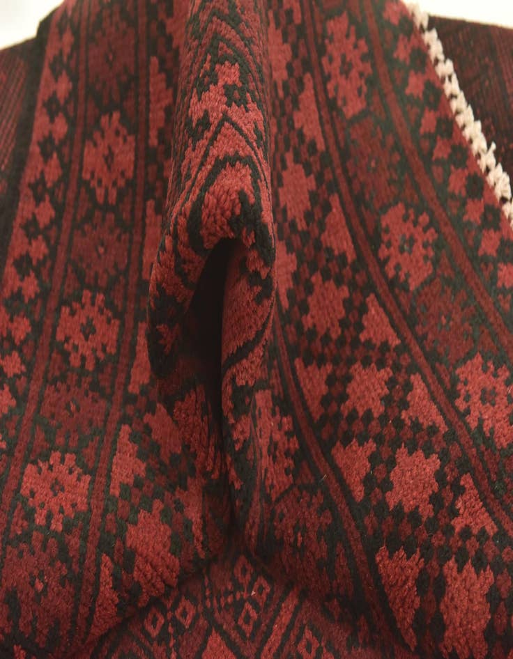 Detail image of  4' 9 x 6' 3  Hand Knotted Afghan Akhche Wool Rug