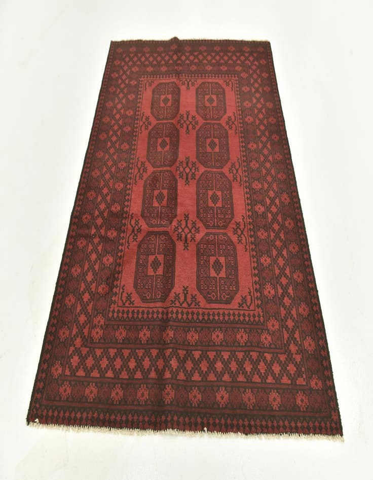 Detail image of  4' 9 x 6' 3  Hand Knotted Afghan Akhche Wool Rug