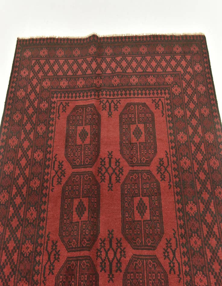 Detail image of  4' 9 x 6' 3  Hand Knotted Afghan Akhche Wool Rug