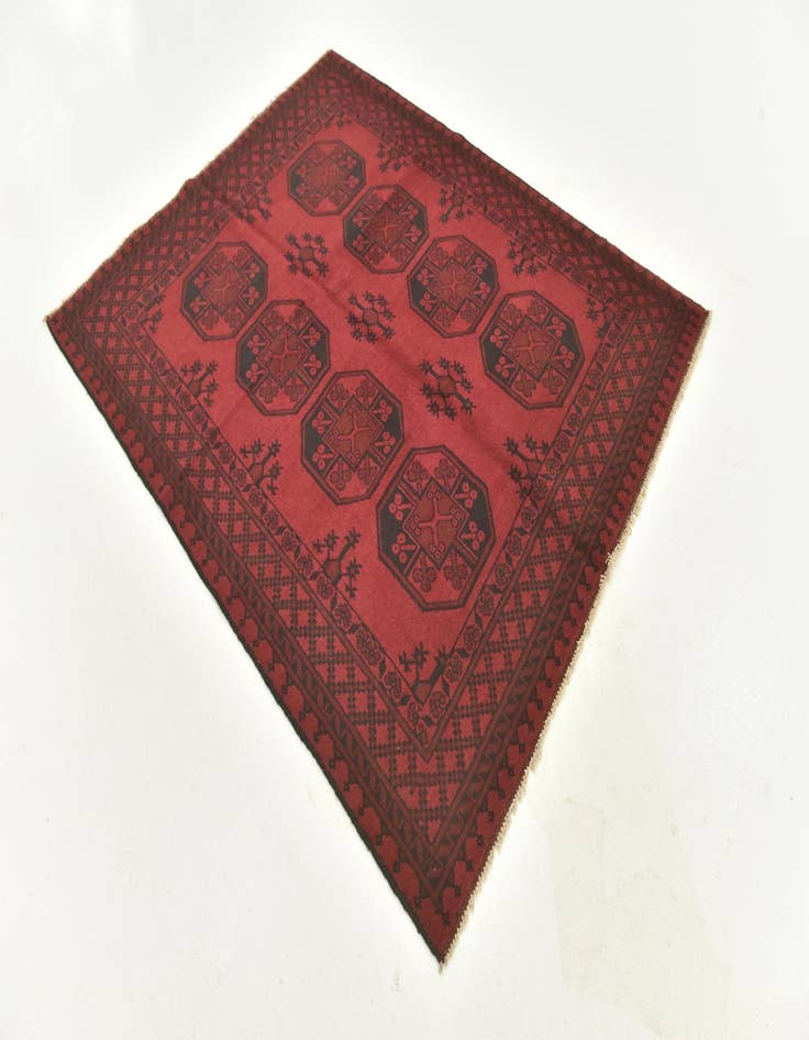 Detail image of  5' x 6' 2  Hand Knotted Afghan Akhche Wool Rug