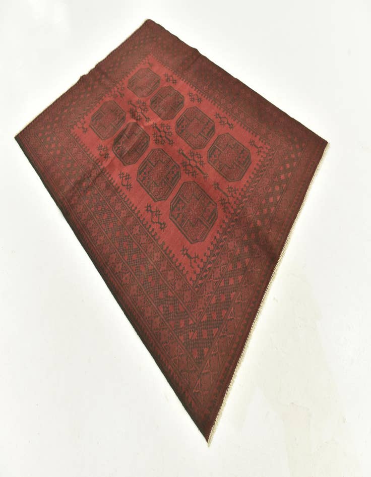 Detail image of  5' x 6' 4  Hand Knotted Afghan Akhche Wool Rug