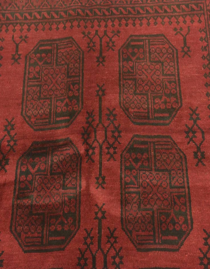 Detail image of  5' x 6' 4  Hand Knotted Afghan Akhche Wool Rug