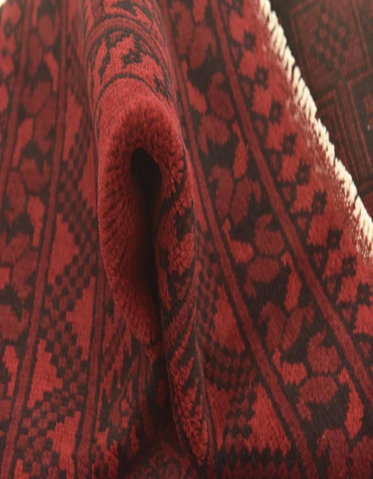 Detail image of  4' 9 x 6' 6  Hand Knotted Afghan Akhche Wool Rug