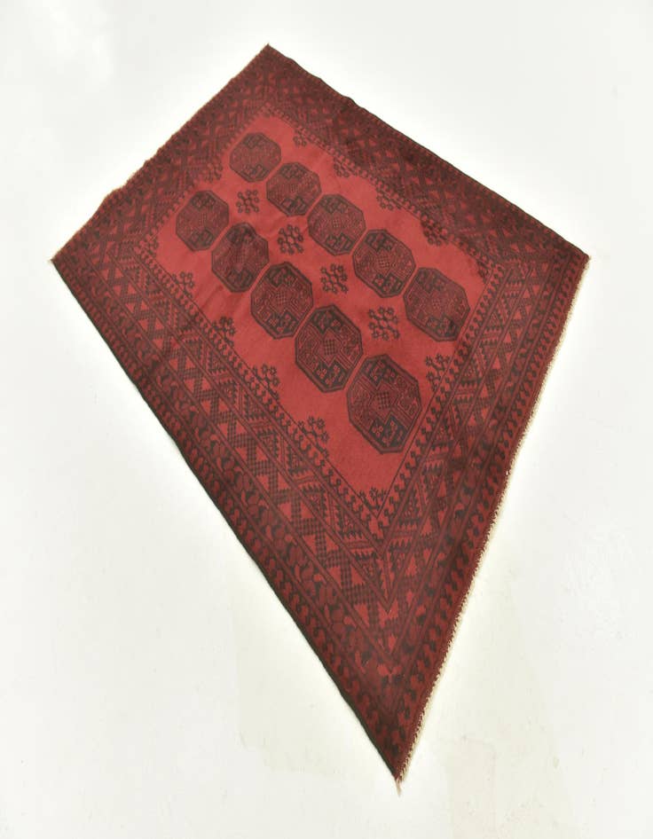 Detail image of  4' 9 x 6' 6  Hand Knotted Afghan Akhche Wool Rug