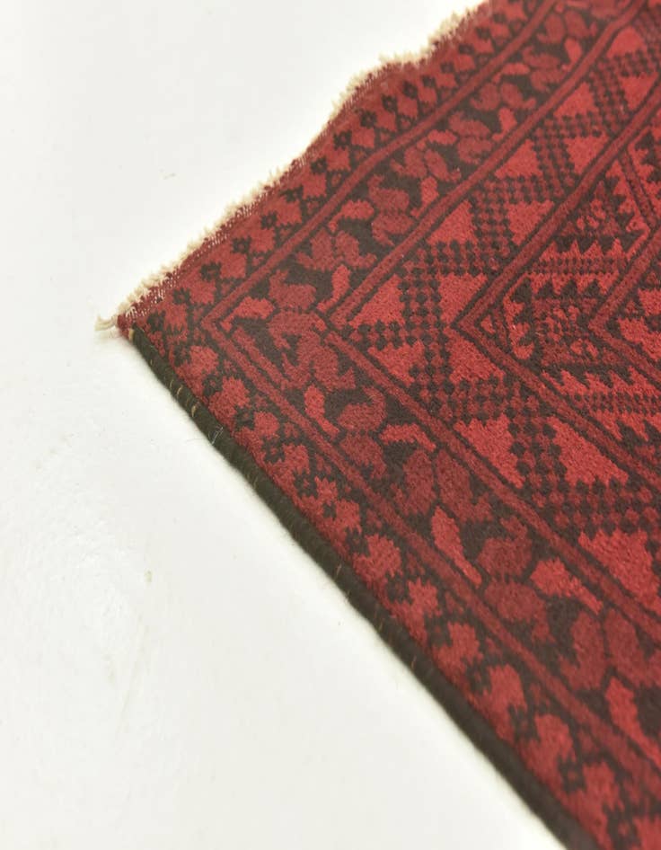 Detail image of  4' 9 x 6' 6  Hand Knotted Afghan Akhche Wool Rug