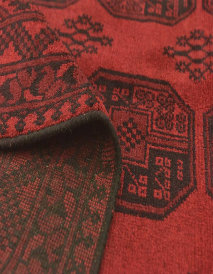 Detail image of  4' 9 x 6' 6  Hand Knotted Afghan Akhche Wool Rug