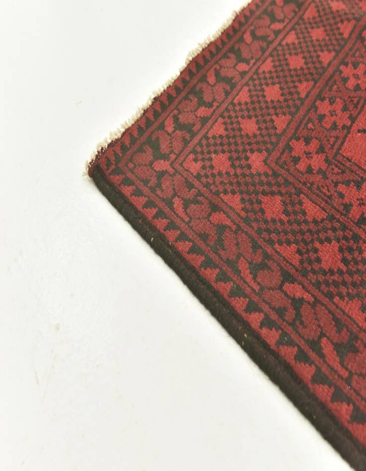 Detail image of  4' 9 x 6' 4  Hand Knotted Afghan Akhche Wool Rug