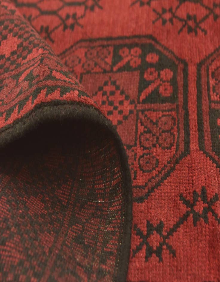 Detail image of  4' 9 x 6' 4  Hand Knotted Afghan Akhche Wool Rug