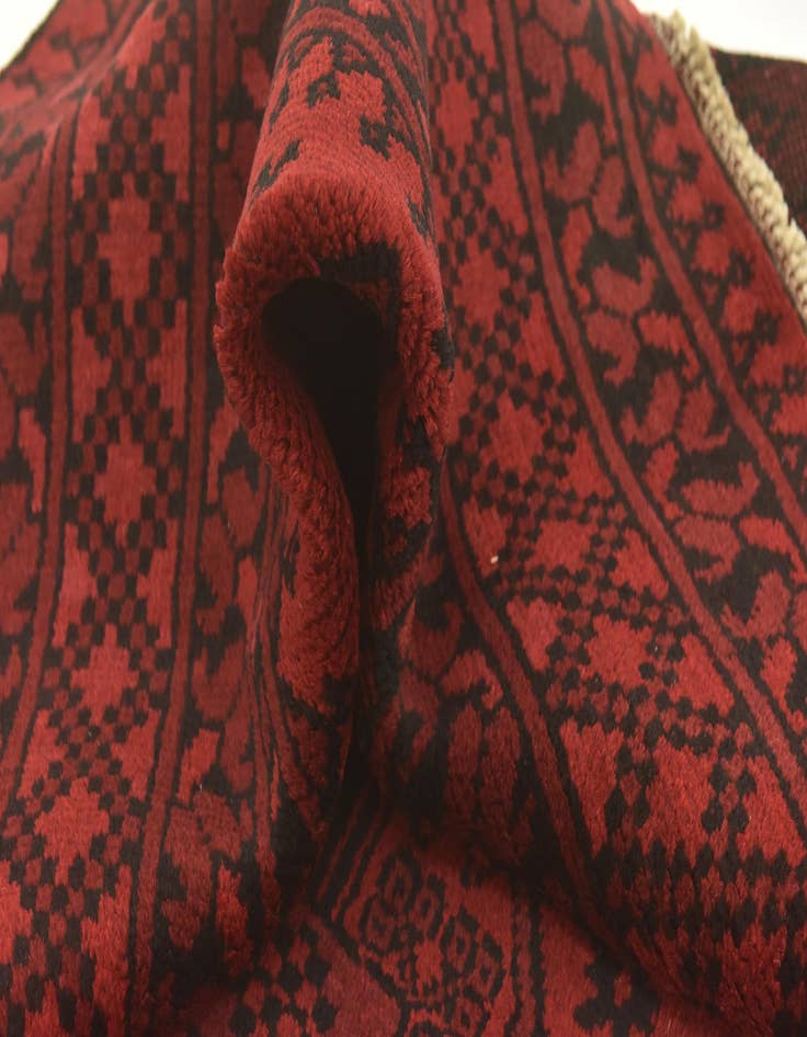 Detail image of  5' x 6' 3  Hand Knotted Afghan Akhche Wool Rug