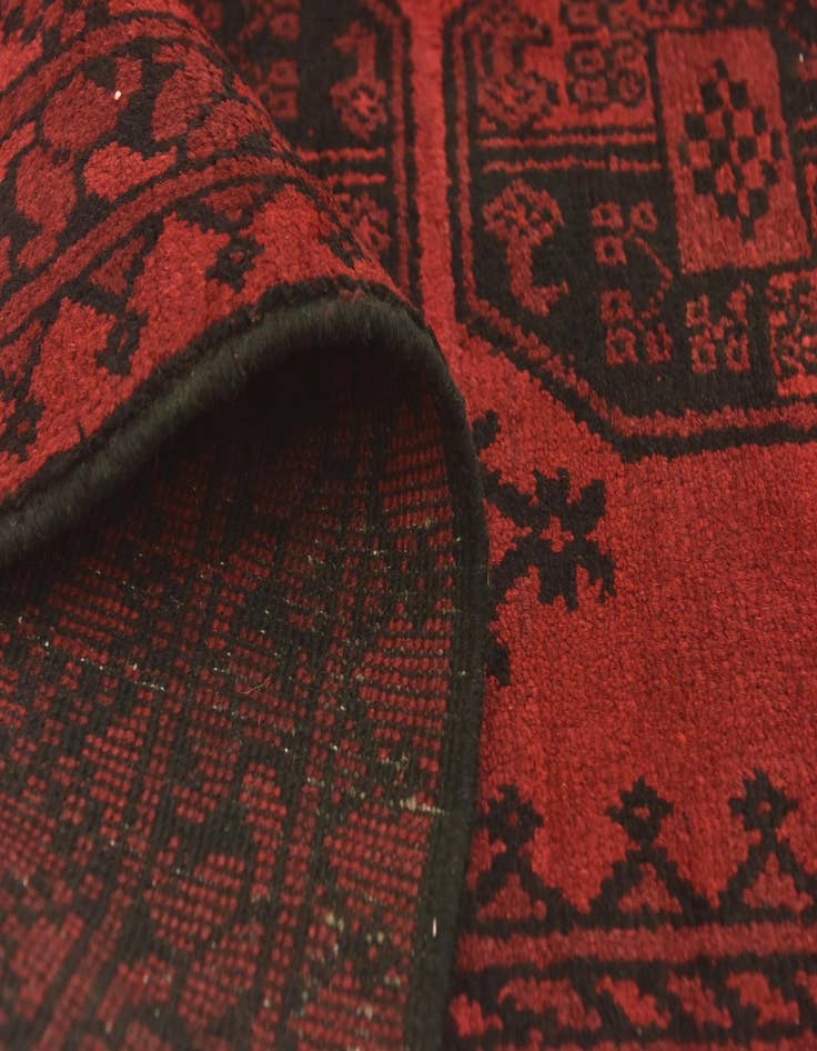 Detail image of  5' x 6' 3  Hand Knotted Afghan Akhche Wool Rug