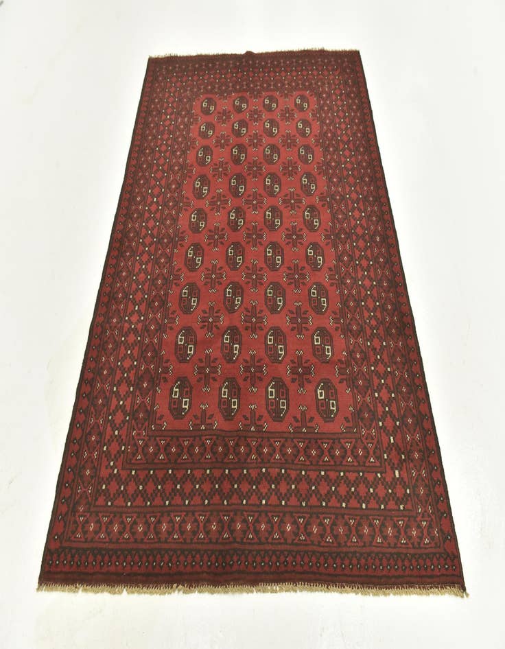 Detail image of  4' 10 x 6' 5  Hand Knotted Afghan Akhche Wool Rug