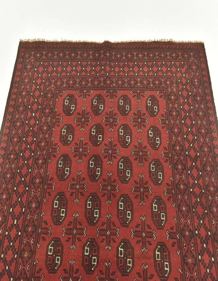 Detail image of  4' 10 x 6' 5  Hand Knotted Afghan Akhche Wool Rug