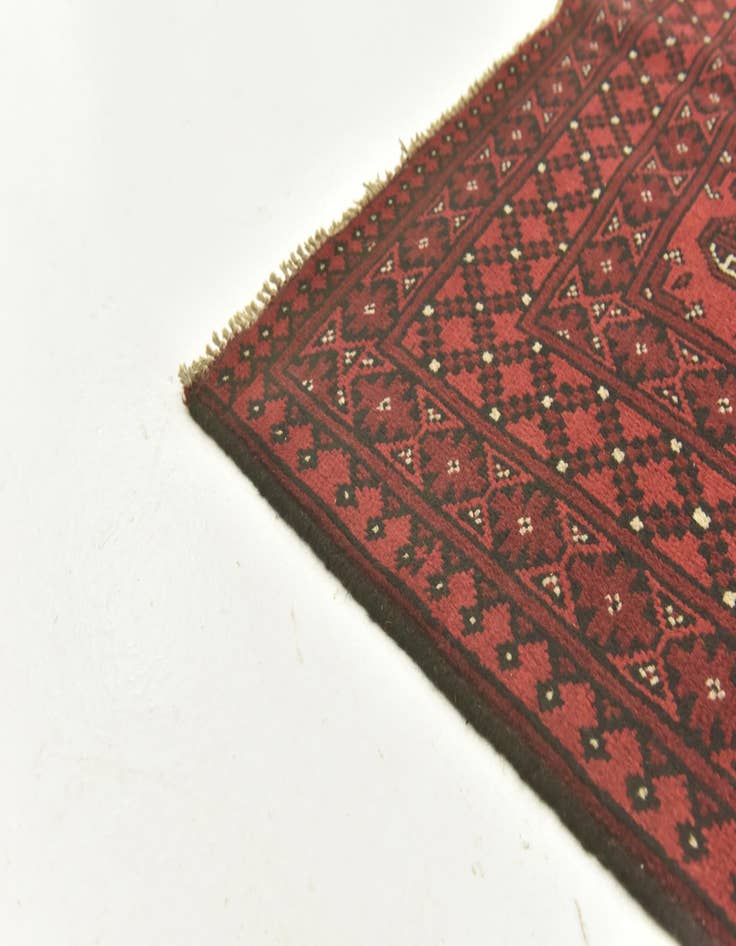 Detail image of  4' 10 x 6' 5  Hand Knotted Afghan Akhche Wool Rug