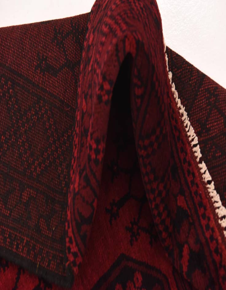 Detail image of  4' 11 x 6' 6  Hand Knotted Afghan Akhche Wool Rug