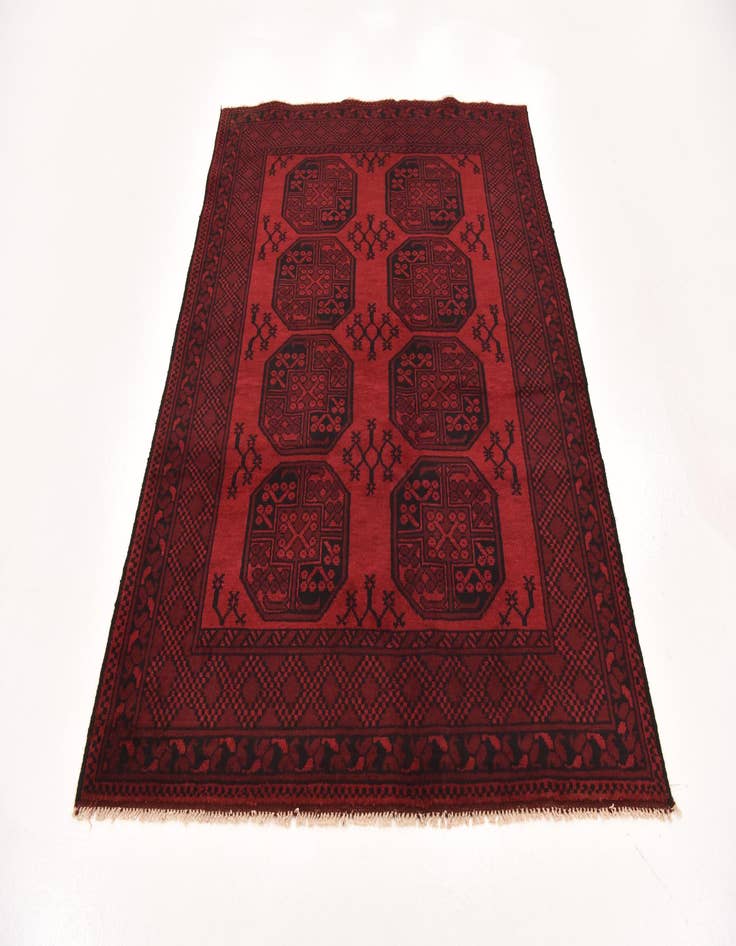 Detail image of  4' 11 x 6' 6  Hand Knotted Afghan Akhche Wool Rug