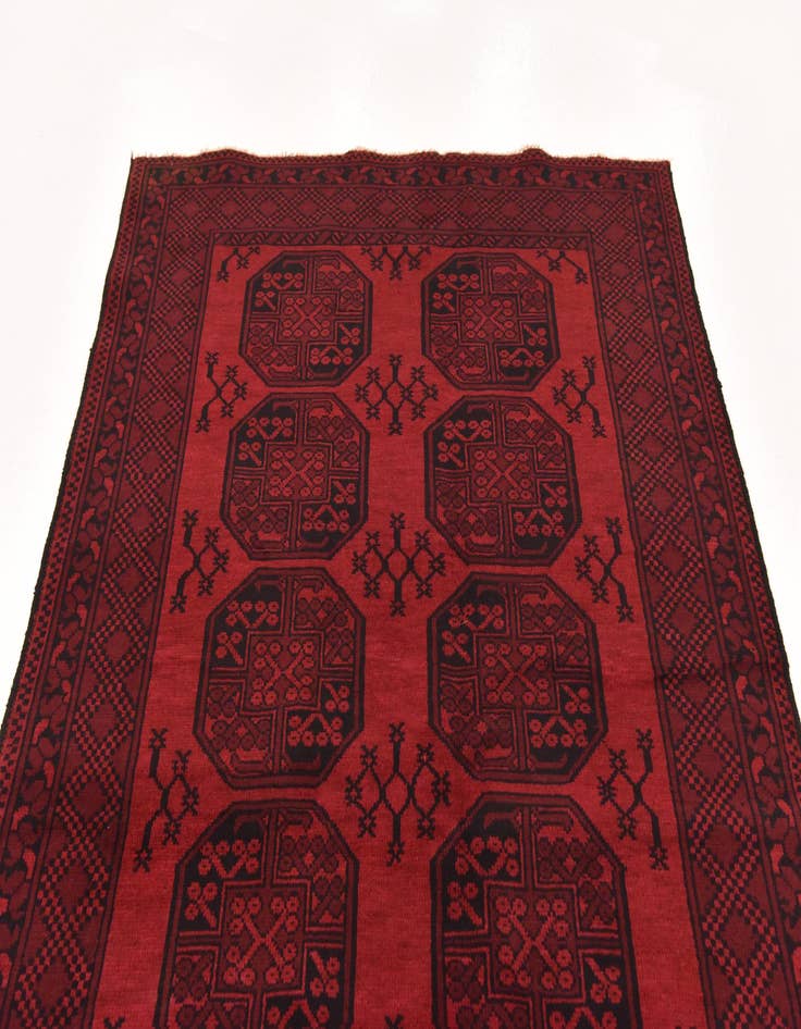 Detail image of  4' 11 x 6' 6  Hand Knotted Afghan Akhche Wool Rug