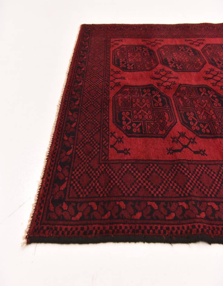 Detail image of  4' 11 x 6' 6  Hand Knotted Afghan Akhche Wool Rug