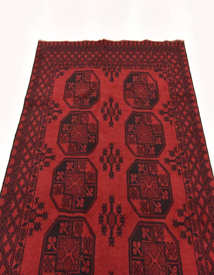 Detail image of  4' 9 x 6' 4  Hand Knotted Afghan Akhche Wool Rug