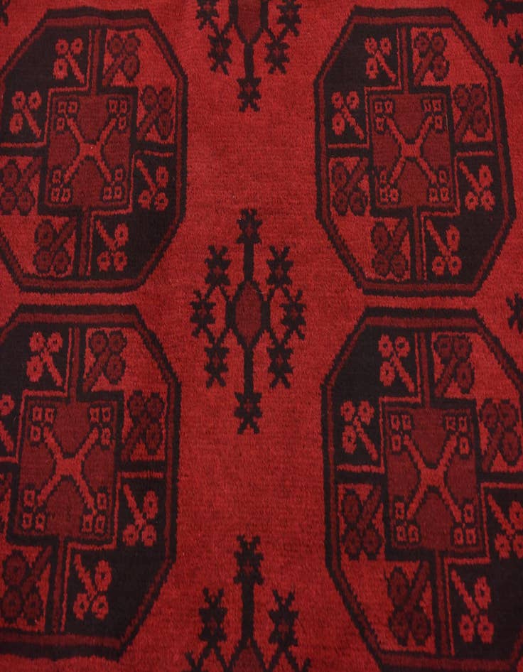 Detail image of  4' 9 x 6' 4  Hand Knotted Afghan Akhche Wool Rug