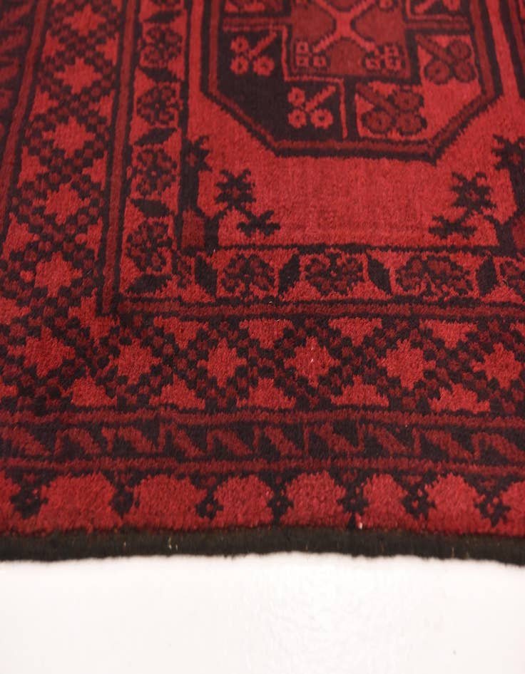 Detail image of  4' 9 x 6' 4  Hand Knotted Afghan Akhche Wool Rug