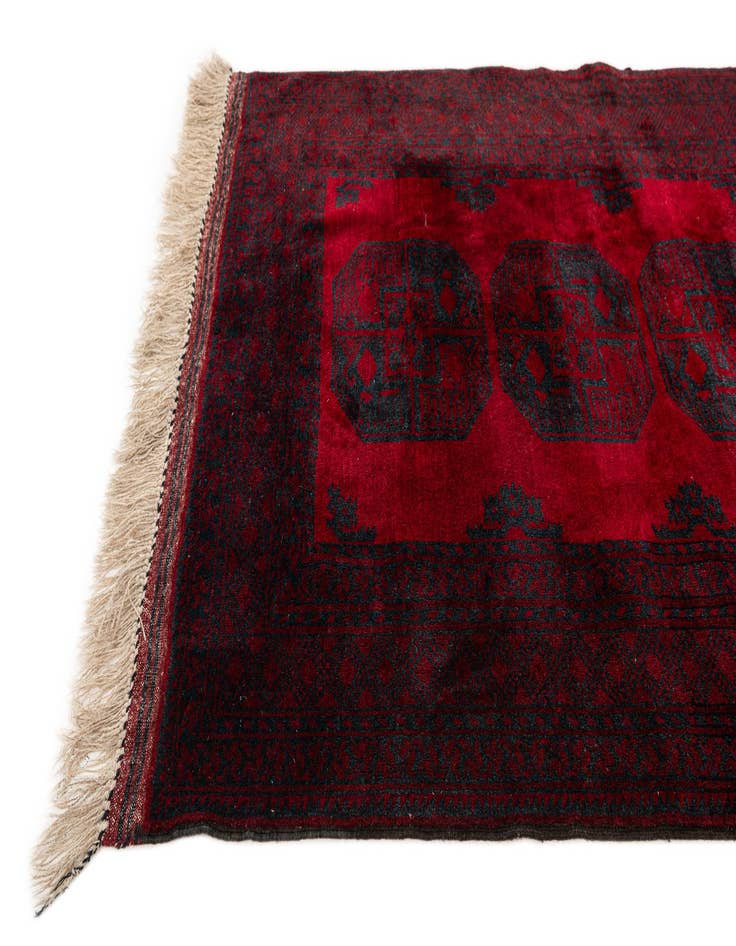 Detail image of  4' 5 x 7' 7  Hand Knotted Afghan Akhche Oriental Wool Rug